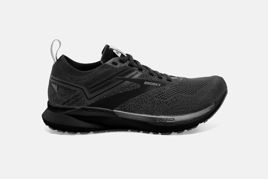 Womens Brooks Ricochet 3 Road Shoes Ebony/Blackened Pearl/Black | 290381-FIG